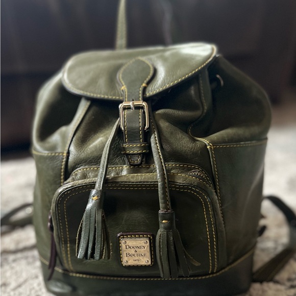 Dooney & Bourke Olive Leather Backpack - Picture 1 of 7